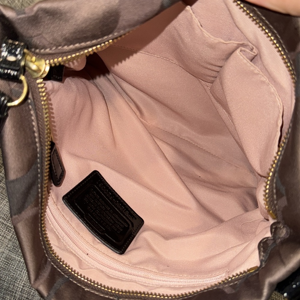 Coach Bag Large Vintage Signature Stripe Logo Crossbody Bag in Brown and Black - Picture 12 of 17